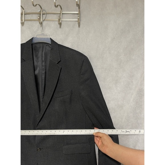 Chaps Blazer Men 50R Black Gray 2B Winter Flannel Birds Eye Ralph Lauren Luxury - Picture 4 of 10
